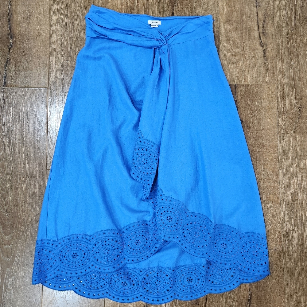 NWOT Jason Wu Bllue Linen Eyelet Midi Skirt Sz 10 Summer Resort Wear Tomato Girl